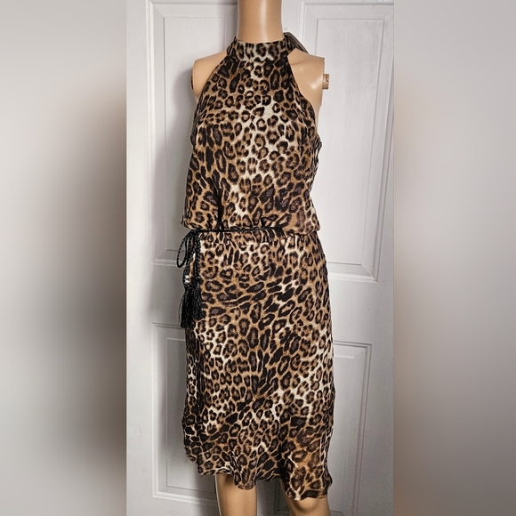 Nili Lotan Dresses & Skirts - Nili Lotan Animal Print Halter Top Silk Dress